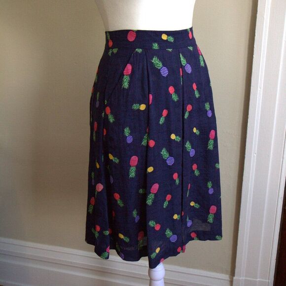 Louche London Tropical Pineapple A-Line Skirt NWT XS (Runs Small, 24” Waist) - Picture 3 of 11